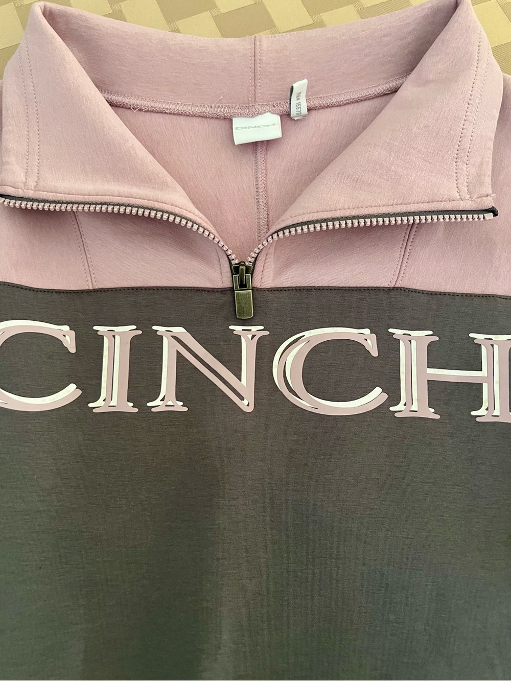 Cinch Colorblock Spell Out Polar Fleece 1/4 Zip Pullover Women’s Medium NWOT - Picture 5 of 8